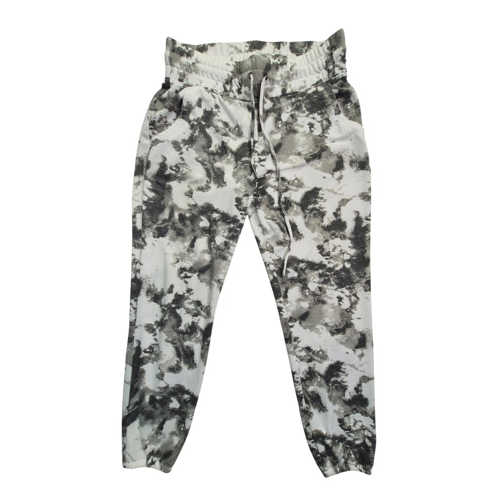 Balance Collection Joggers Women's Medium Gray White Tie Dye Tapered Sweatpants